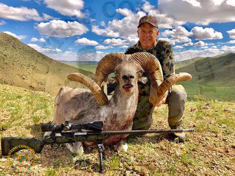 Devil's Backbone Co-Founder, Steve Crandall with his Hangai Argali Hunting Trophy from Mongolia.