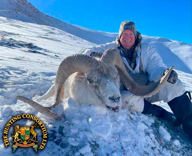 Wayne Farnsworth with his Huge Hume Argali Hunting in Kyrgyzstan. Hume Argali Hunting in Kyrgyzstan.