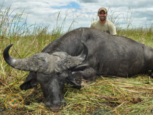 Cape Buffalo Safari hunter Rob Kern with his trophy cape buffalo hunting