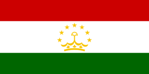 Tajikistan flag: red, white, and green with a golden crown and stars, symbolizing heritage, sovereignty, and hunting in Tajikistan.