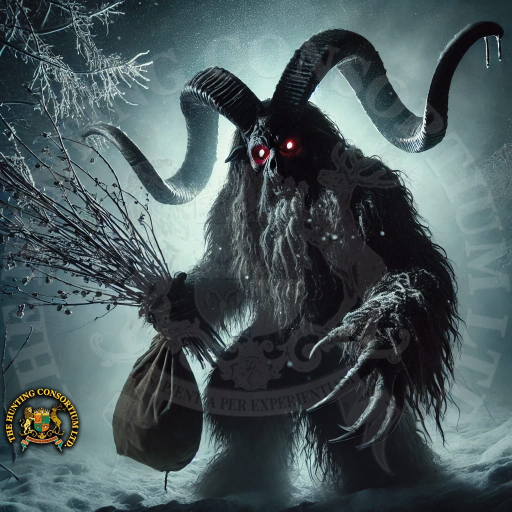 Picture of a Krampus late at night, staring into the camera as the picture was being taken